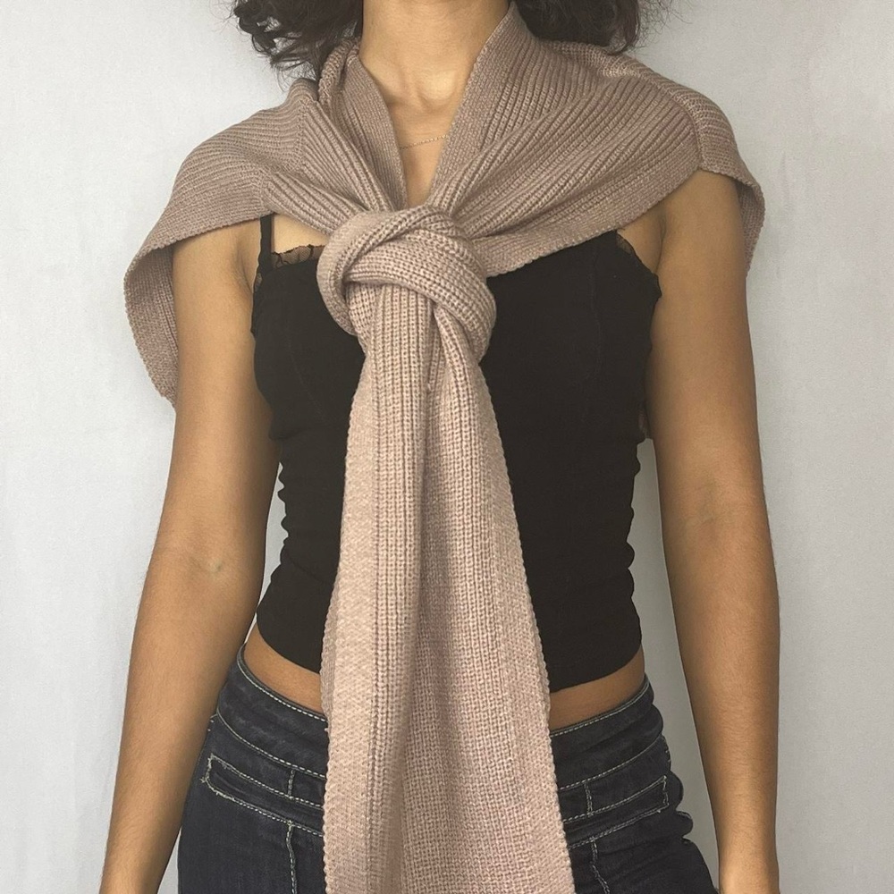 Rib knit winter split scarf